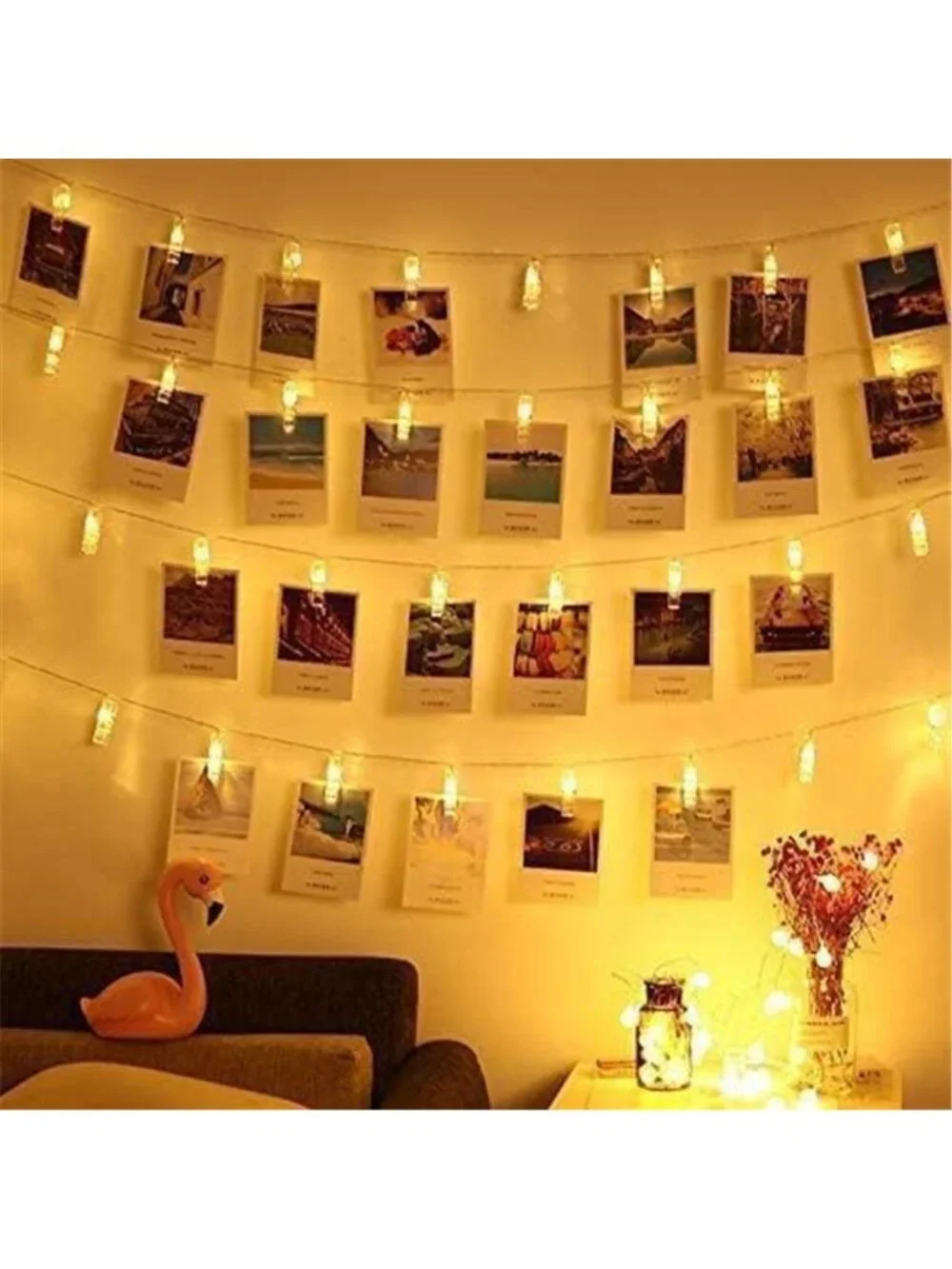 LED Photo Clip String Lights Warm White Fairy Lights Bedroom Wall Decor